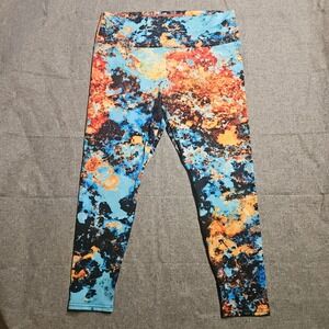 Agstract Apparel USA Leggings 1X Recycled Polyester Spandex Blue Orange Abstract